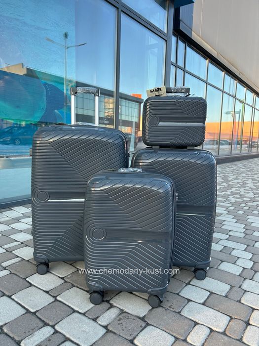 Валіза сіра MSB PP015 з поліпропілену чемодан на колесах