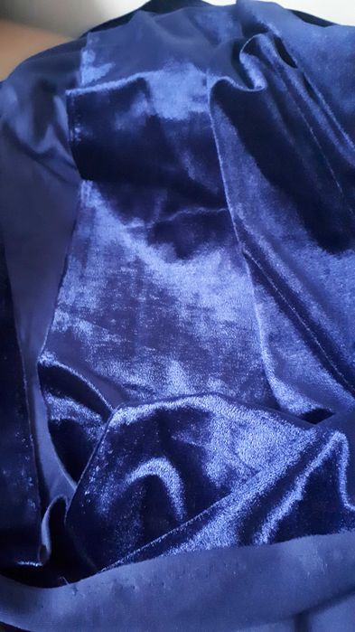 piękny aksamit kupon materiału 320/300 cm granatowy