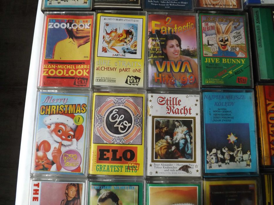 Kasety audio, klasyka, Jarre, Queen, Simon, Demo, czyszcząca i inne.