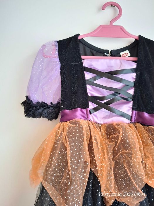 Strój Halloween Czarownica Sukienka Body Tiul r. 98 (2-3 lata)