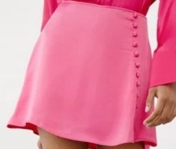 Saia de cetim rosa Zara