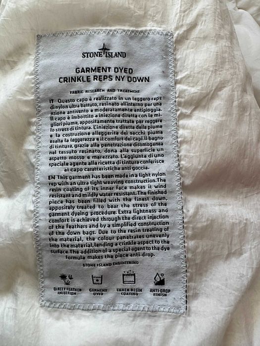 Stone Island Garment Dyed Crinkle Reps Down Jacket White