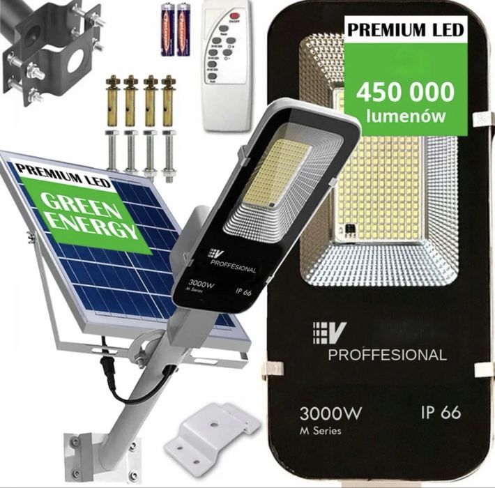 Nowość Lampa Uliczna VOGLER, Solarna Led Ligh 3000W, latarnia HIT CENOWY