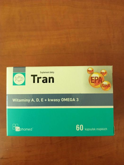 Zestaw odporność 2x 60 kapsułek tran witaminy A D E i kwasy omega 3
