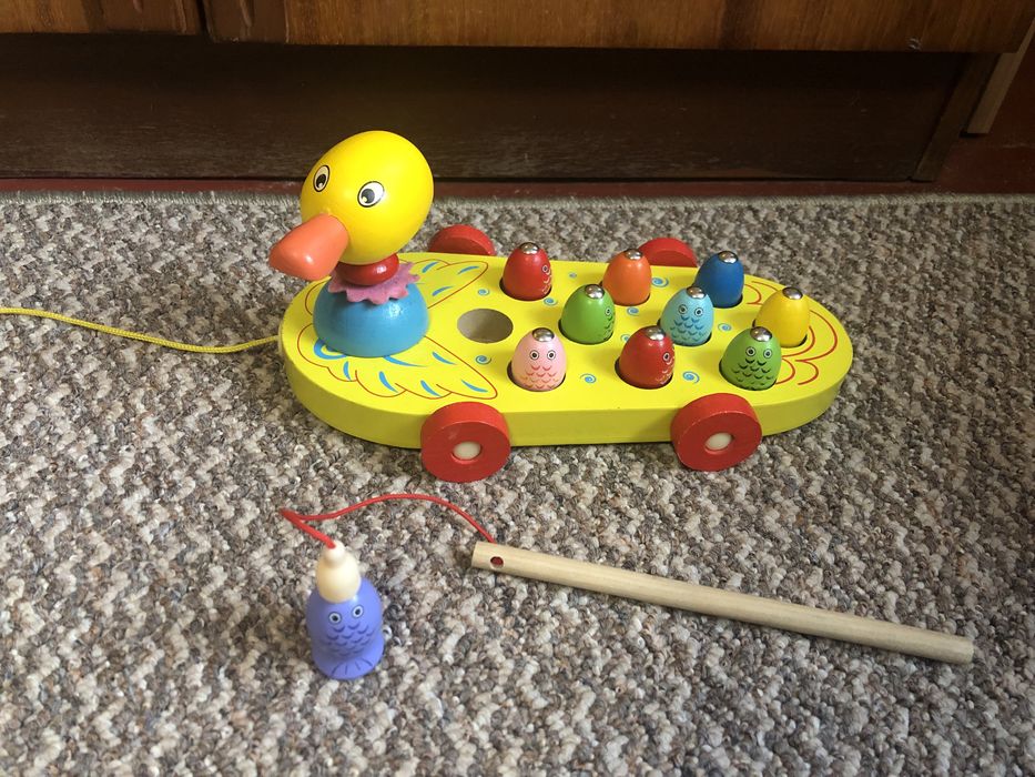 Дерев’яна іграшка рибалка + каталка | Montessori | 2 в 1