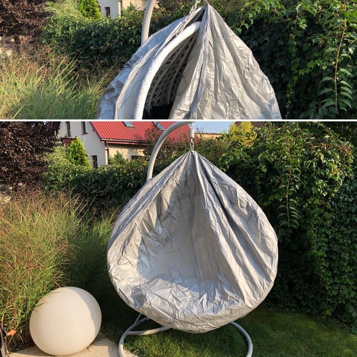 Fotel wiszący SOLO XXL nowy model szary technorattan bujak kosz kokon