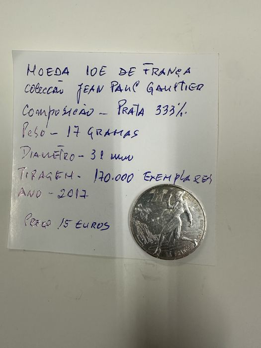 Moedas de coleccao em prata de 10 € de Franca