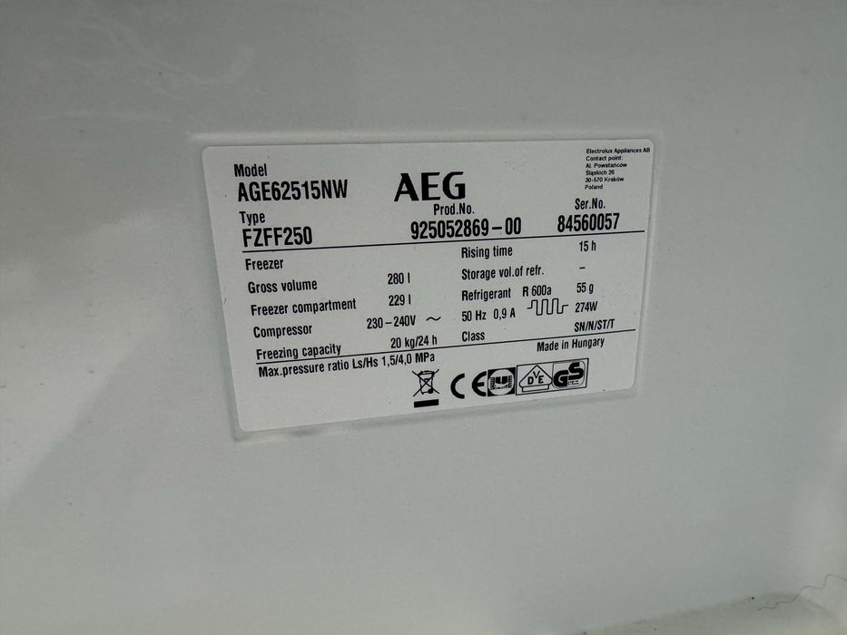 AEG 183см Морозильна камера з Європи