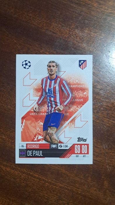 Cartas da coleção Match Attax da Topps 2024/2025 Rodrigo De Paul