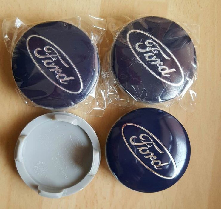 Kit 4 Centros Jante 54  Ford Azul Cinza e Preto Novos