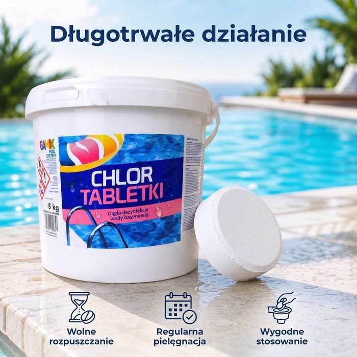 Chlor Tabletki 200 g - 5kg -25 szt. GAMIX Chemia Basenowa Chemia do Basenu