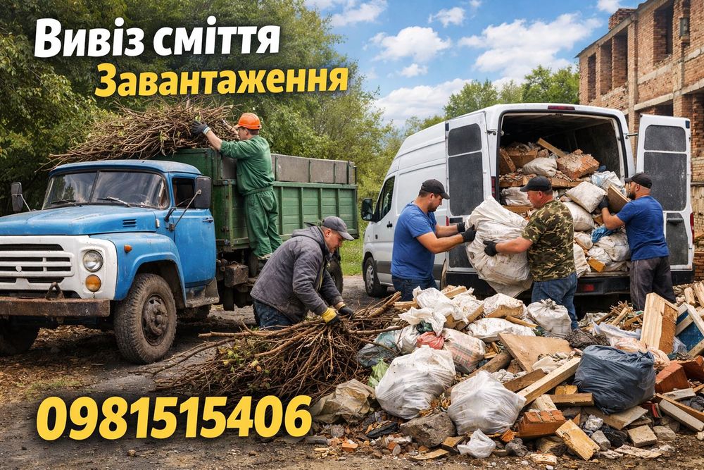 Вивіз сміття Вивоз гілок Вивезення обрізки дерев старі меблі Грузчики