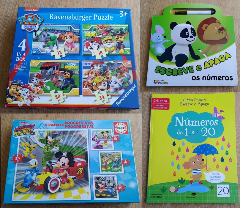 2 Livros infantis e 2 Puzzles progressivos (4 puzzles cada)