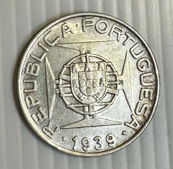 10 Escudos 1939 - São Tomé e Príncipe (Prata) KM# 10 MBC+ Silver