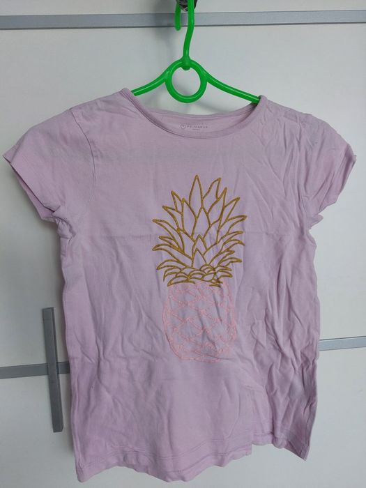 Top koszulka bluzka fioletowa ananas bawełna 134 8 9 lat primark