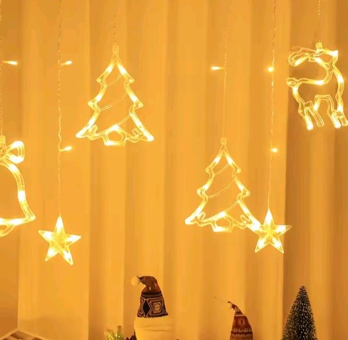Cortina de Luzes LED — Perfeita p/ Natal, Festas e Quartos!