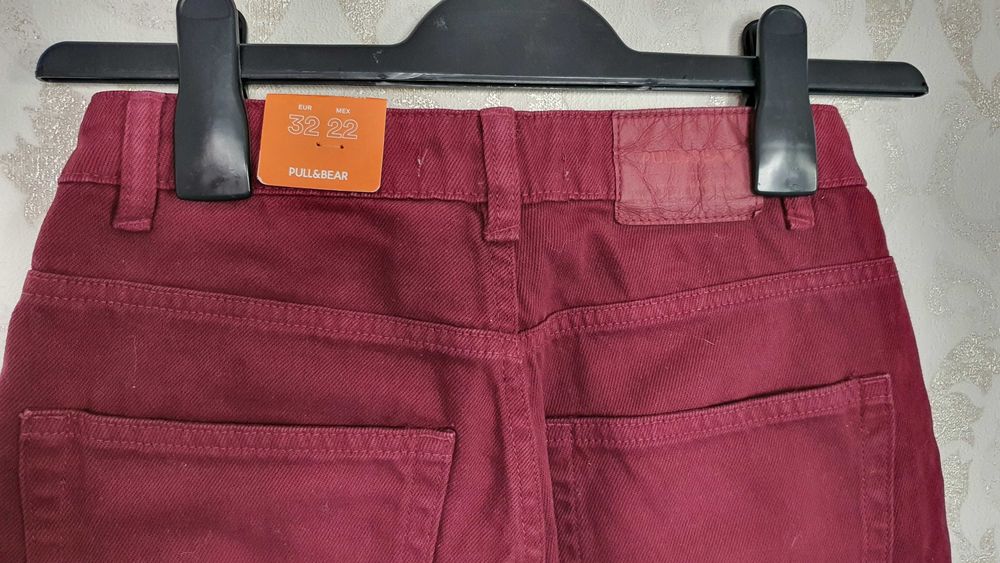 Джинсы Pull & Bear высокая талия НОВЫЕ бордовые