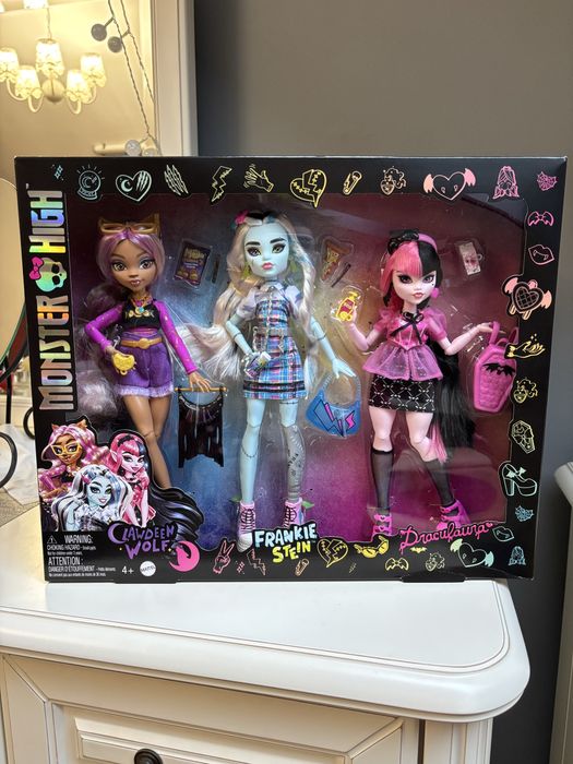 Lalki Monster High 3pak Frankie Draculaura Clawdeen
