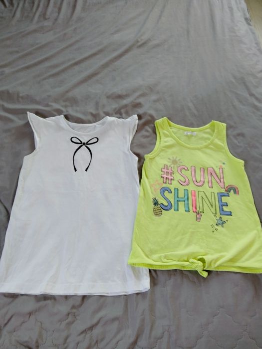 Dwie koszulki dla dziewczynki w rozmiarze 128