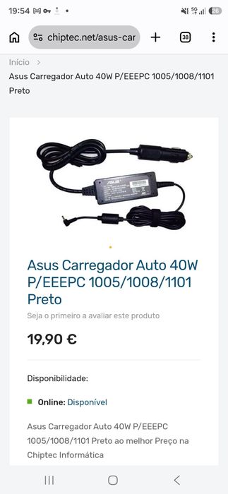 Asus Carregador Auto 40W Preto