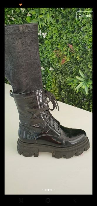 glany ojki Skórzane ciepłe Simen lakierowane  panterka jakość ekstra