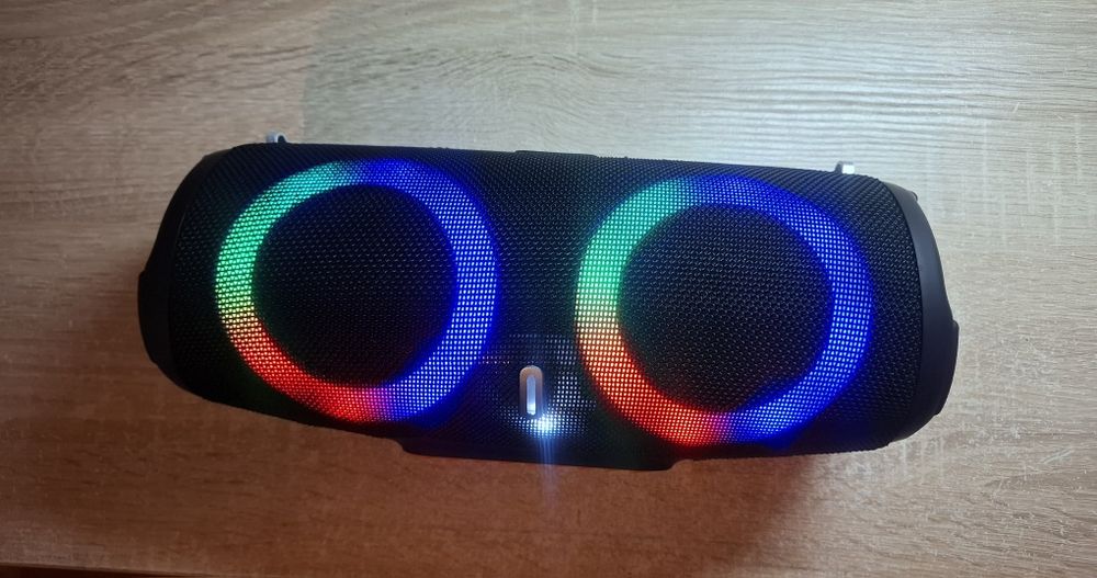 Głośnik Bluetooth przenośny czarny Xterem2 z oświetleniem LED