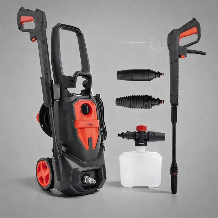 Mocna myjka ciśnieniowa 260 bar   Zwijacz na wąż  2 dysze  Samossąca