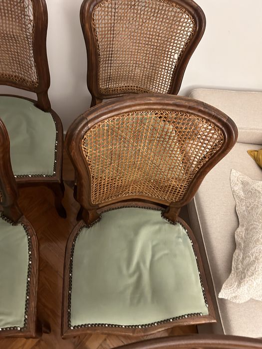 6 Cadeiras madeira com costas em palhinha