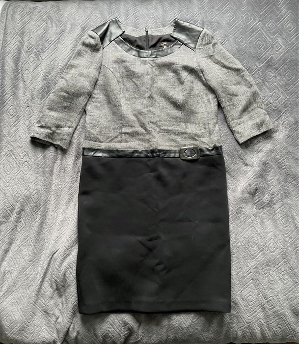 Elegancka biurowa sukienka rękawy 3/4 Plus Size