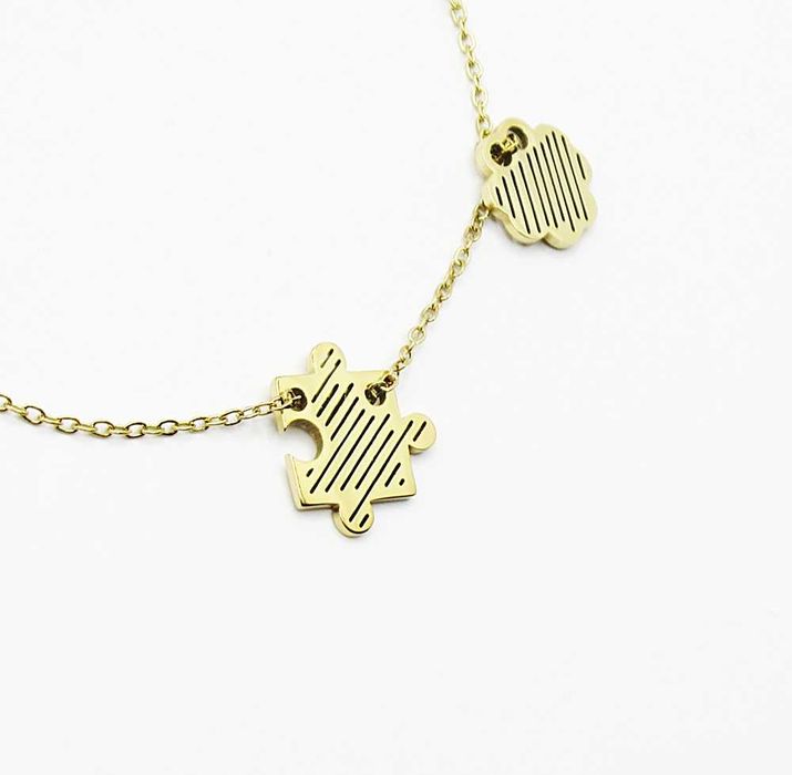 Bransoletka stal chirurgiczna złota serce puzzle koniczynka paski BB4