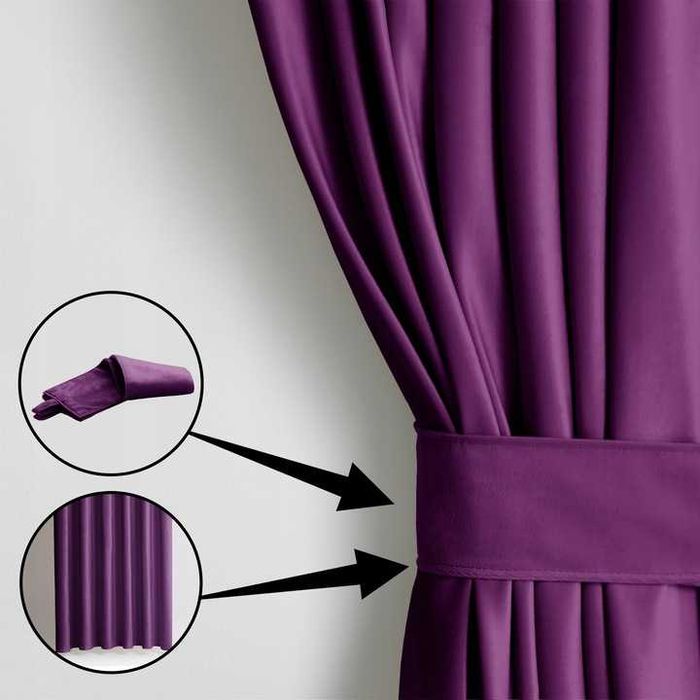 Zasłona welurowa velvet plus na przelotkach 140x270cm Fioletowa
