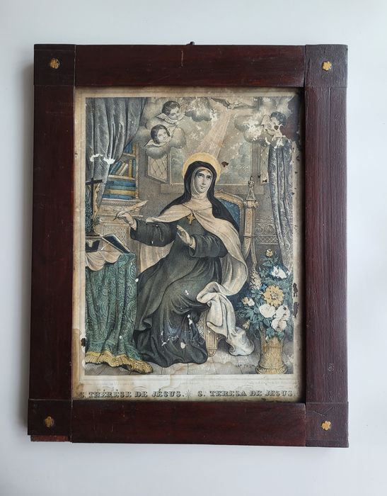 Moldura com litofrafia NAP THOM de Santa Teresa de Jesus