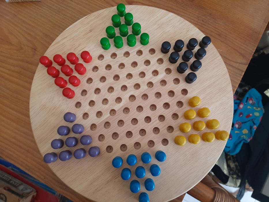 Jogo Chinese Checkers, solid wood, diâmetro 29cm