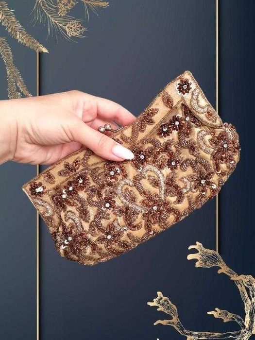 Ридикюль театральная дамская вечерняя сумочка вышивка бисер винтаж