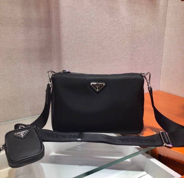 Сумка Prada 2VH113 Re-Nylon and Saffianо bag чоловіча чорна мужская