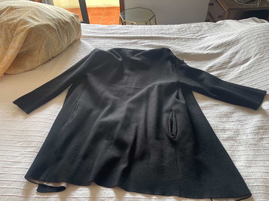casaco beje e preto comprido malha zara tamanho m