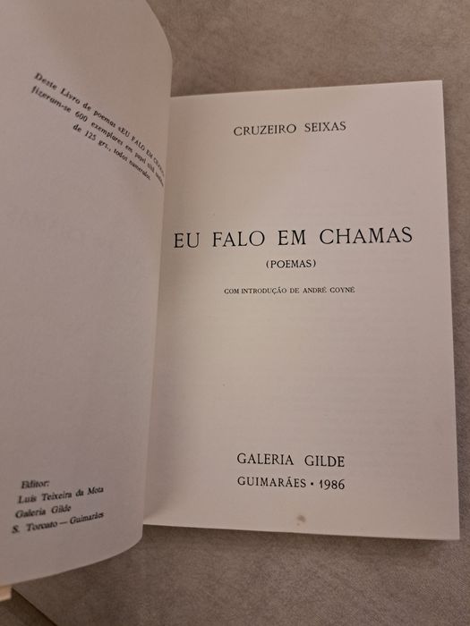 Livro Eu Falo em Chamas de Cruzeiro Seixas