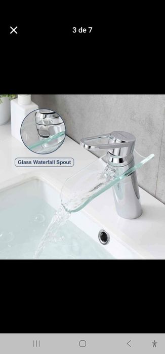 Torneira misturadora cascata de vidro para lavatório com uma pega curt