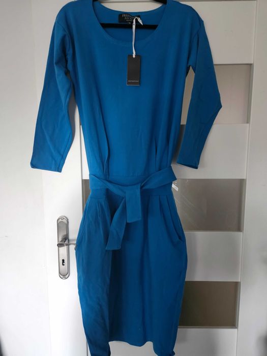 Nowa Freeshion dresowa z kieszeniami L z metkami niebieska turkusowa