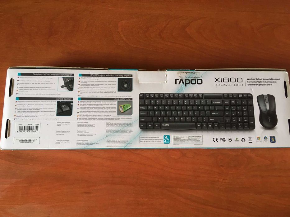 Клавиатура и мышка RAPOO ХI800 для компьютера, новые