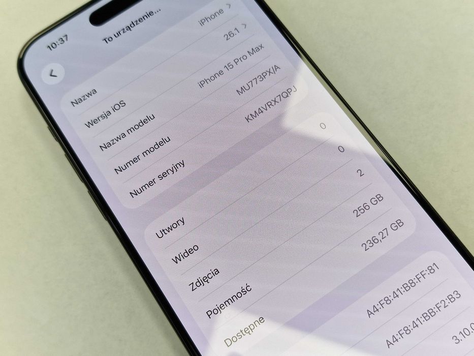 Iphone 15 PRO MAX 256GB/ Black Titanium/ 97%/ Grade A-/ + ładowarka