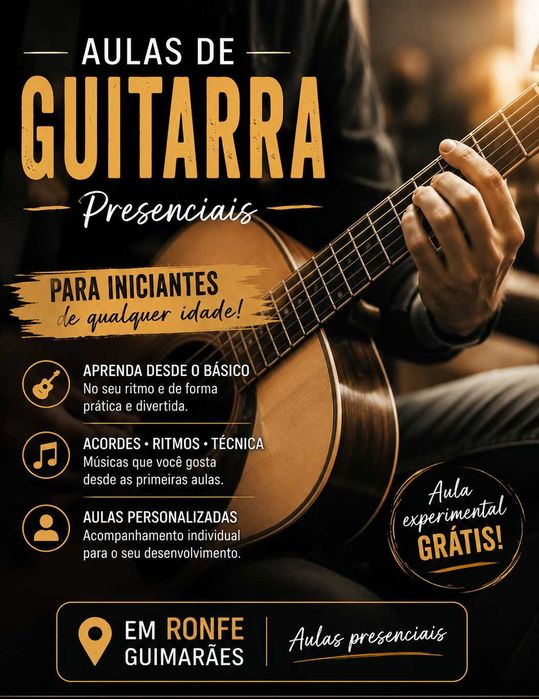 Aulas de Guitarra/Viola - em Guimarães, modo presencial.