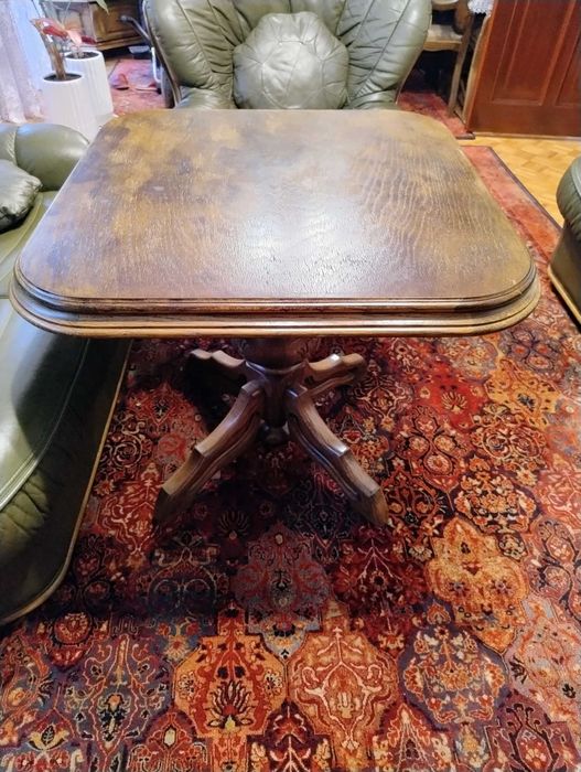 Stolik kawowy dębowy rzeźbiony kolor oliwka stół kalwaria zebrzydowska