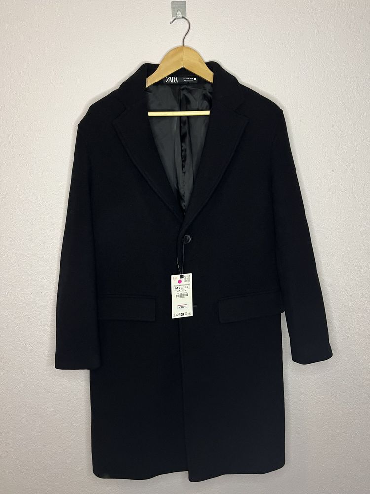 Пальто Zara чоловіче чорне з вовною мужское пальто зара wool coat: 3 ...