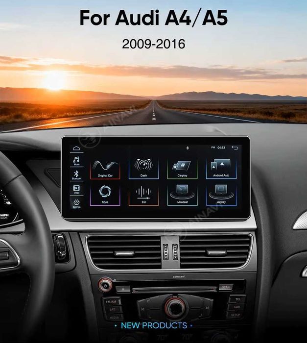 Apple CarPlay Android Auto Linux Radio Multimedialne FM RDS Bluetooth Nawigacja Yanosik AUX Google Maps Audi A5 A4 B8 MMI