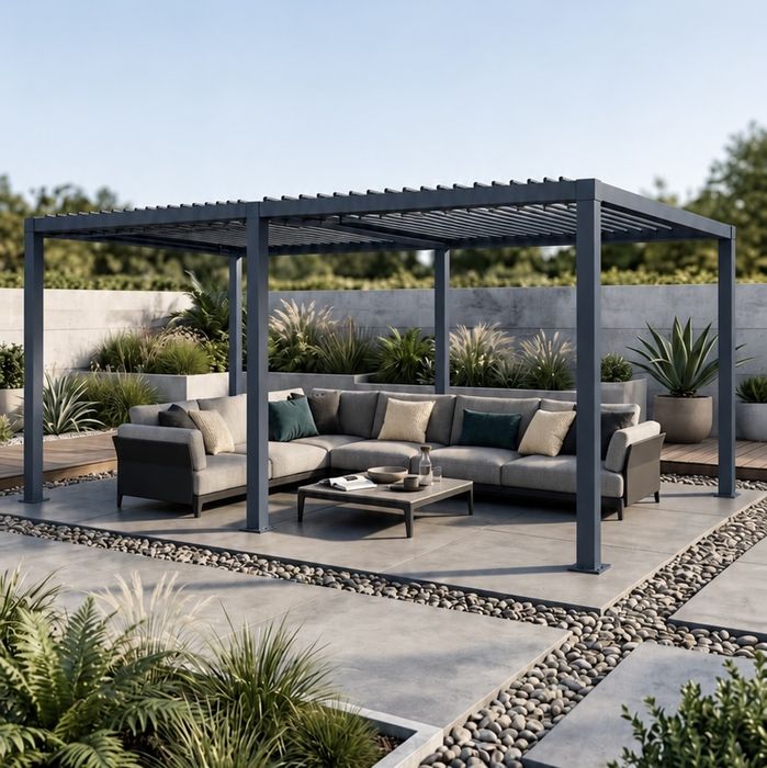 Pergola aluminiowa 3x6 antracyt PREMIUM + montaż | Dach lamelowy