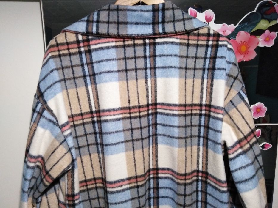 Płaszczyk w kratę, nowy. Rozmiar oversize