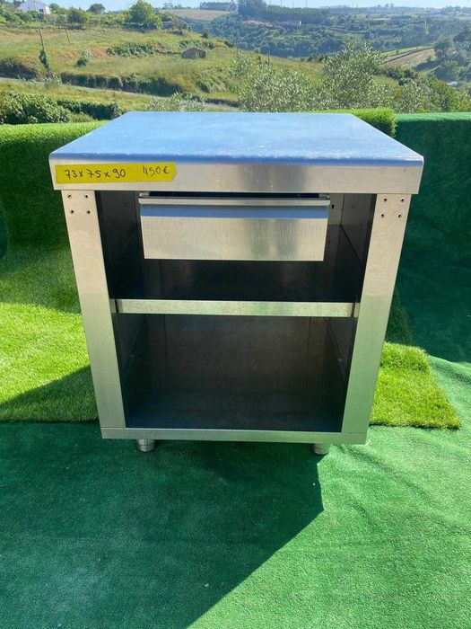 Bancada inox neutra com gaveta e prateleira