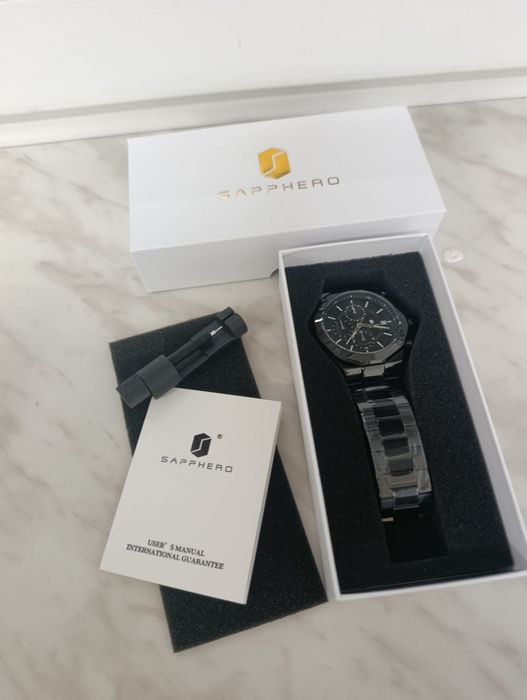 męski zegarek SAPPHERO SO2203 – czarny, chronograf,