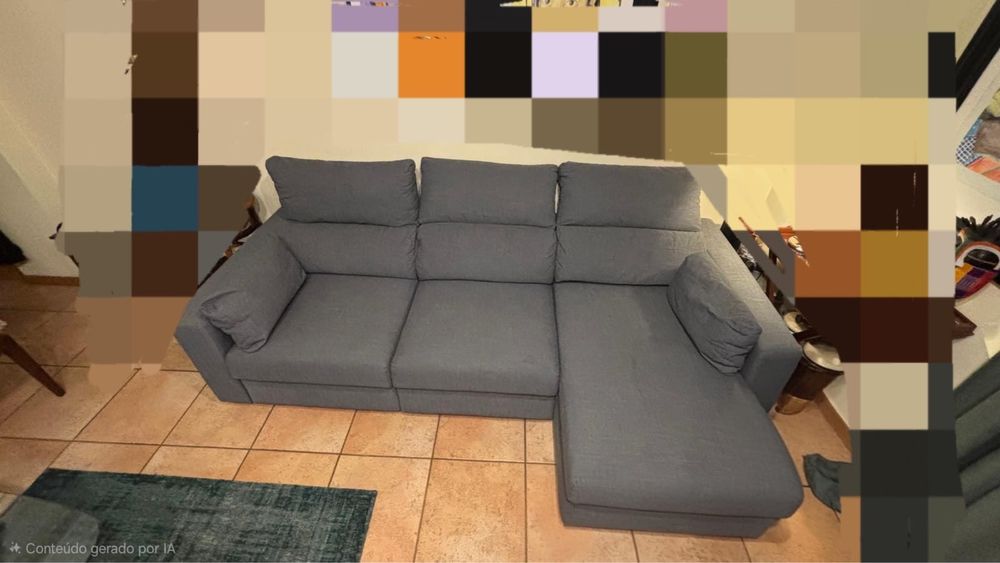 Sofá três lugares c/chaise lounge